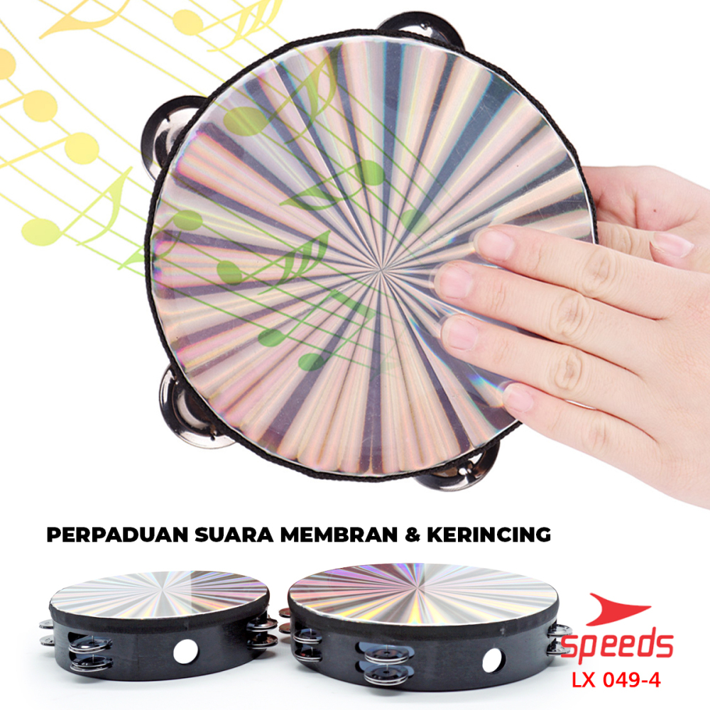 SPEEDS Alat Musik Tamborin Tambourine Hologram Kecrekan Tambourine Tamborine 8 10Inch 049-4