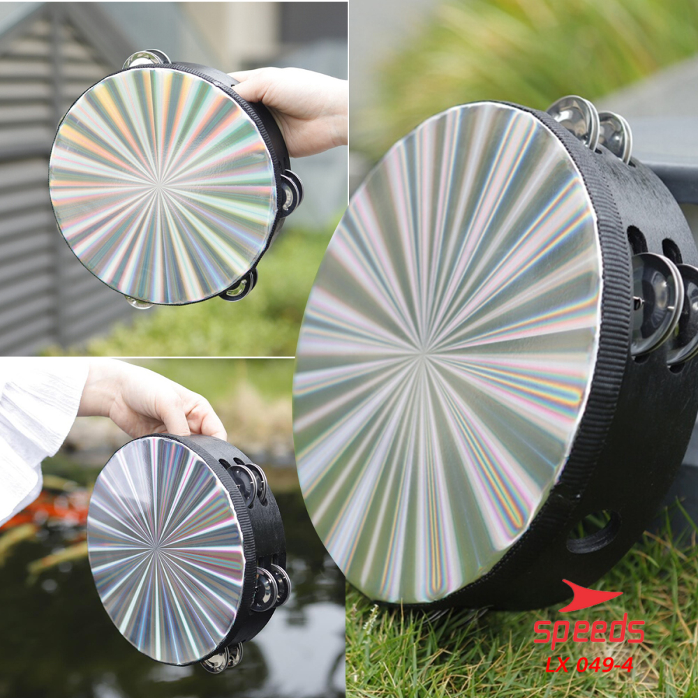 SPEEDS Alat Musik Tamborin Tambourine Hologram Kecrekan Tambourine Tamborine 8 10Inch 049-4