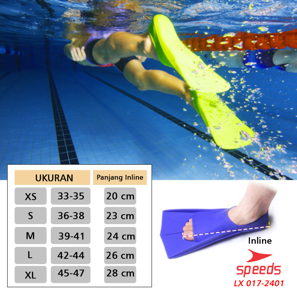 SPEEDS Kaki Katak Sepatu Katak Kodok Fins Fin Renang Selam Diving Snorkeling 017-2401