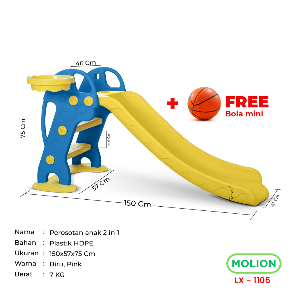 MOLION Mainan SNI Perosotan Anak Mainan Seluncuran Prosotan Kuda Kudaan Playground Slide HDPE Berstandar 001-M1105