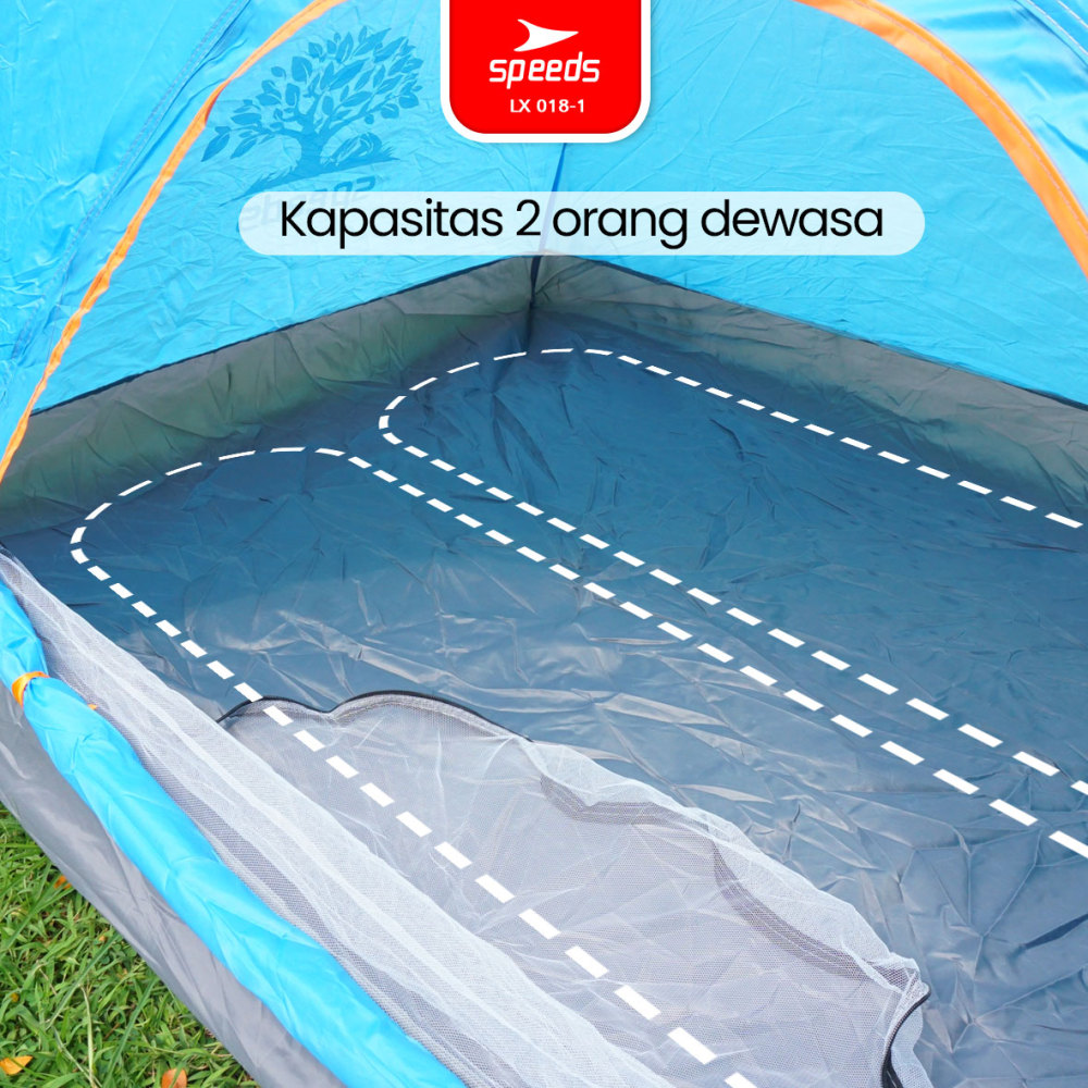 SPEEDS Tenda Camping Biru Kapasitas 1-3 Orang Tenda Otomatis Outdoor & Indoor Tenda Gunung 018-1