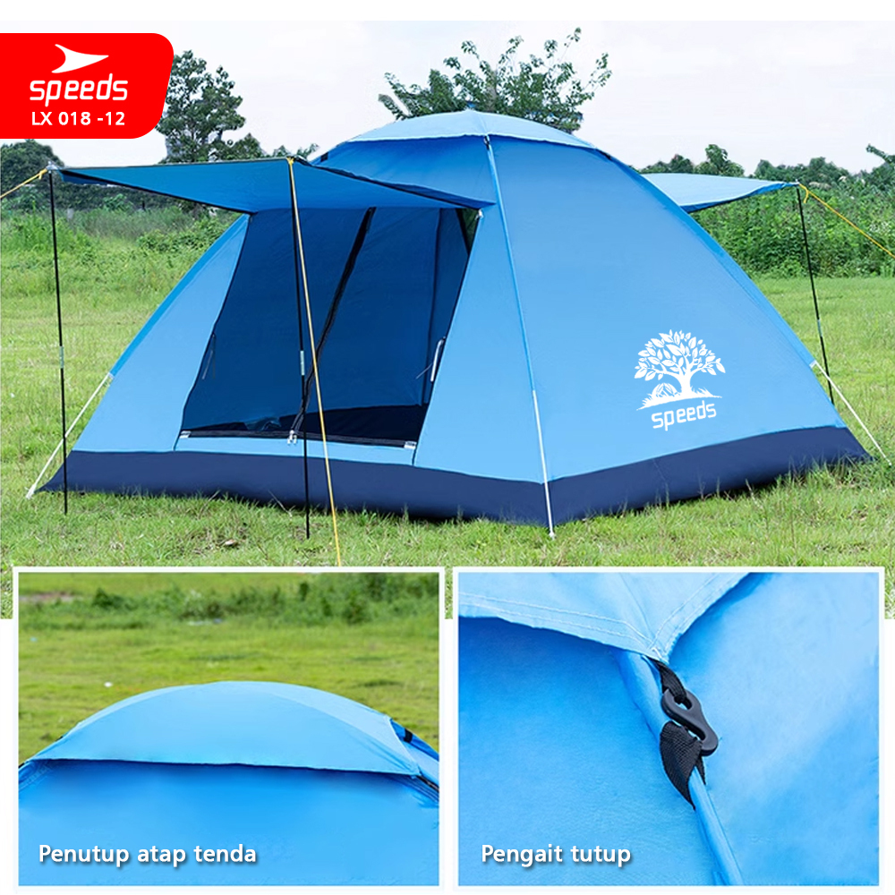 SPEEDS Tenda Camping Family Otomatis Piknik 2-3  Orang Dengan Alas Anti Air 018-12