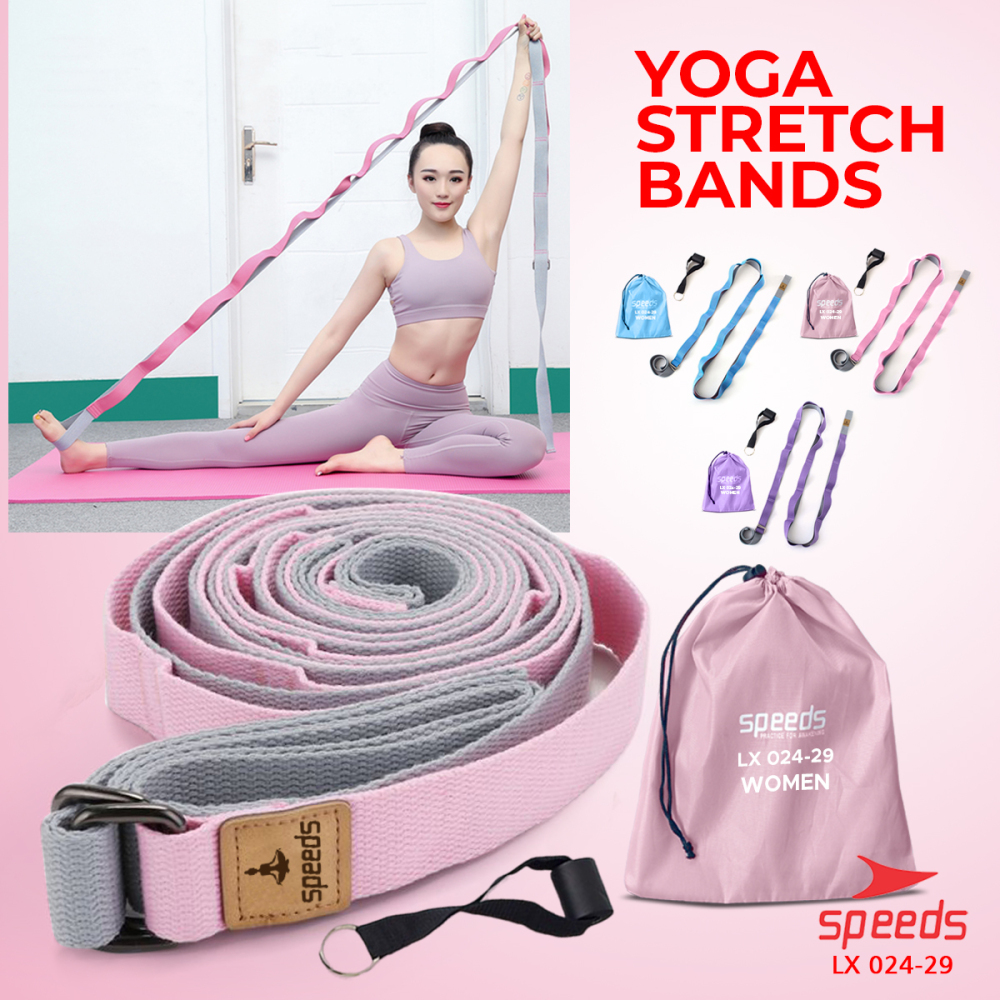 SPEEDS Yoga Strap Yoga Belt Tali Yoga Ring Yoga Stretching Strap Power Band Resistance Band Karet Fitnes Legs Stretch Power Band Olahraga 024-29