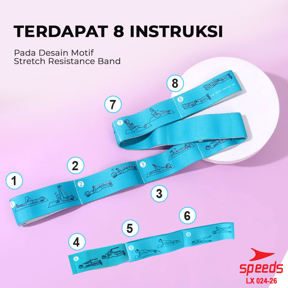 SPEEDS Yoga Strap 8 Loops Yoga Stretching Exercise Strap Woven Yoga Pilates Power Band Karet Fitness Elastis Back Band Tali 024-26