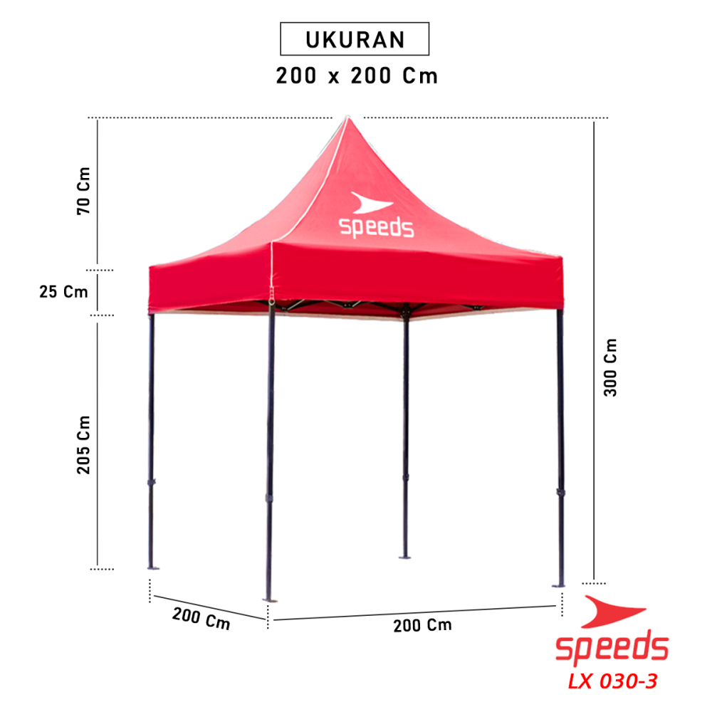 SPEEDS Tenda Lipat ( 2 X 2 M) (18KG) Tenda Bazar Pameran Tenda Gazebo Tenda Jualan Otomatis 030-3A
