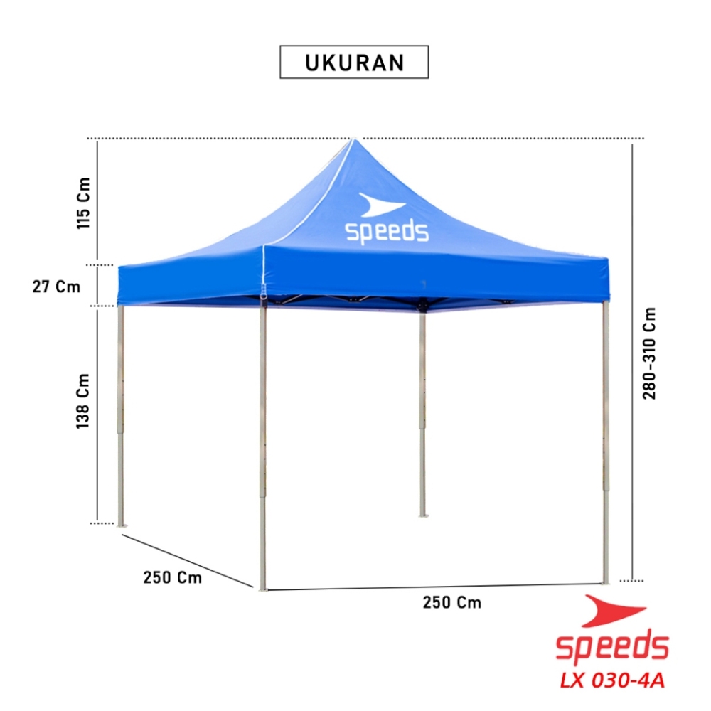 SPEEDS Tenda Lipat 2.5 x 2.5M (16KG) Tenda Bazar Pameran Tenda gazebo Tenda Jualan Otomatis 030-4A