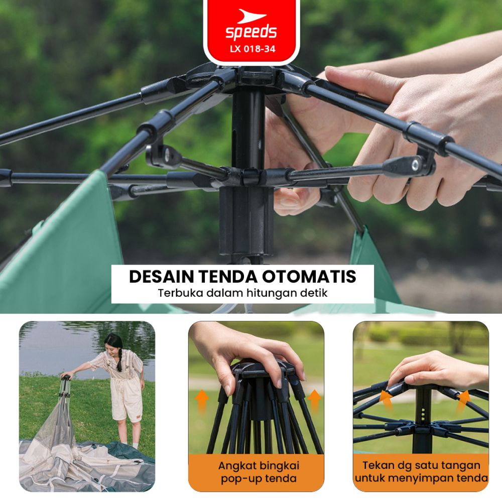 SPEEDS Tenda Camping 3in1 Kanopi TeduhAnti Panas Tent Kemah Mendaki 3-4 Orang Portabel Outdoor 018-34
