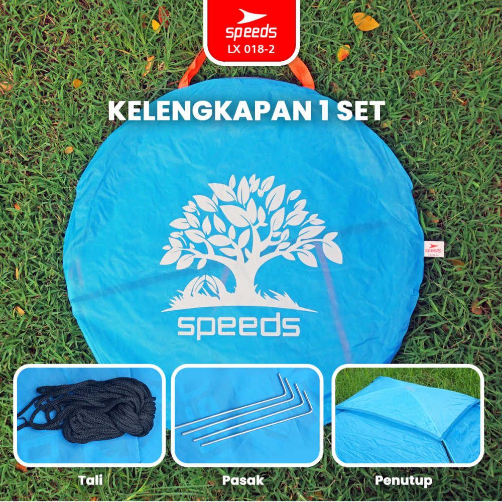 SPEEDS Tenda Camping Biru Kapasitas 4 Orang Tenda Otomatis Outdoor & Indoor Tenda Gunung 018-2