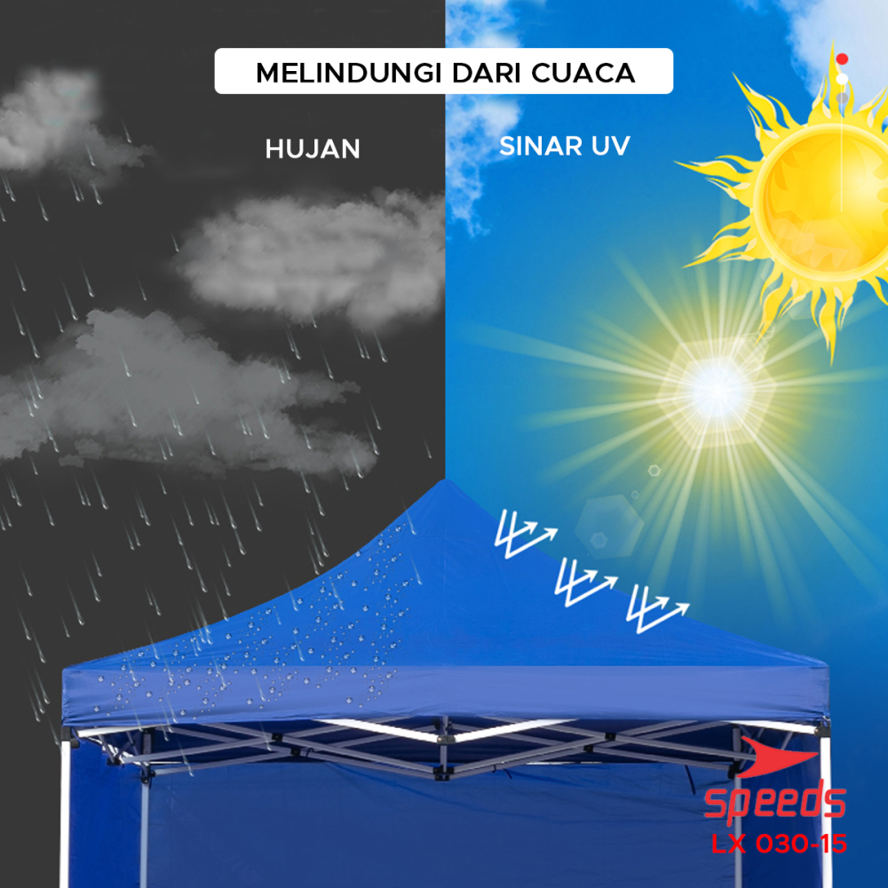 SPEEDS Tenda Terpal Tenda Jualan 2.5x2.5m Tenda Bazar Anti Air Mudah Dilipat Kain Oxford 600D 030-15