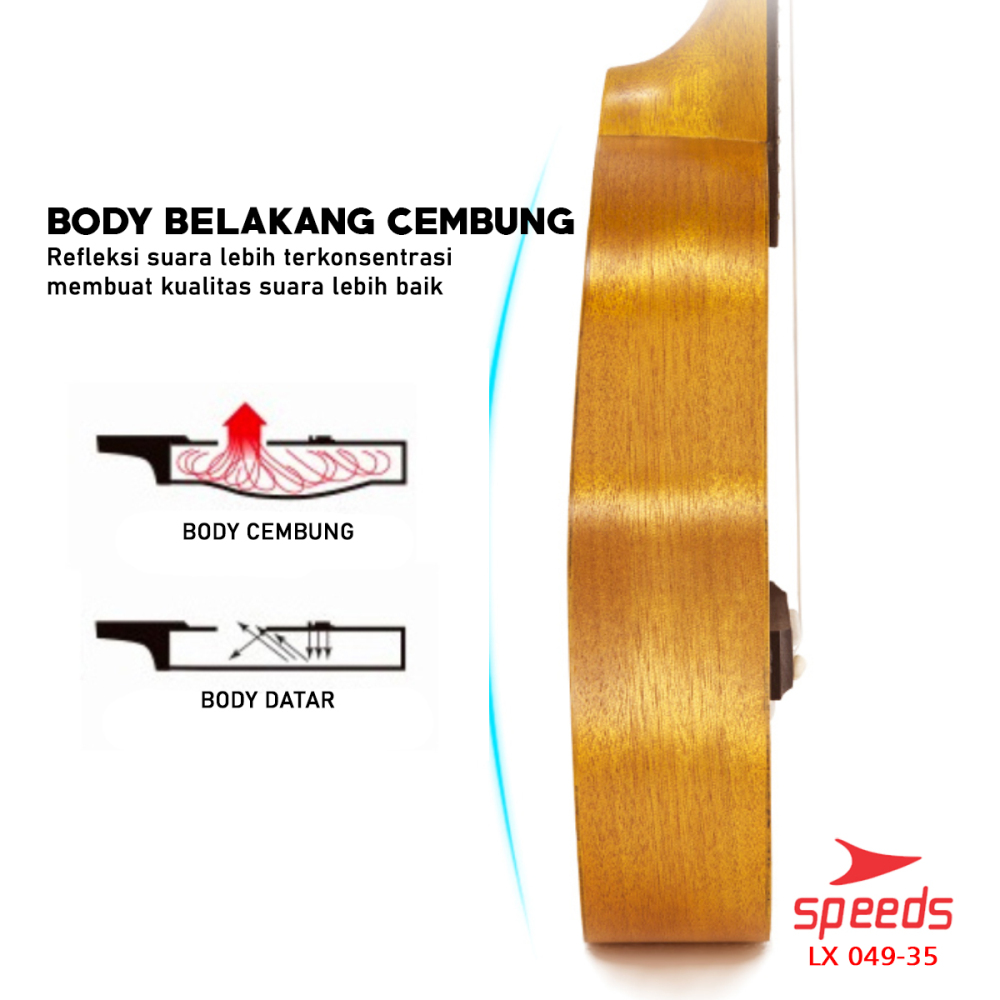 SPEEDS Ukulele 4 Senar Ukulele Soprano Ukulele 21 Inch Akustik Kualitas Premium Gitar 049-35