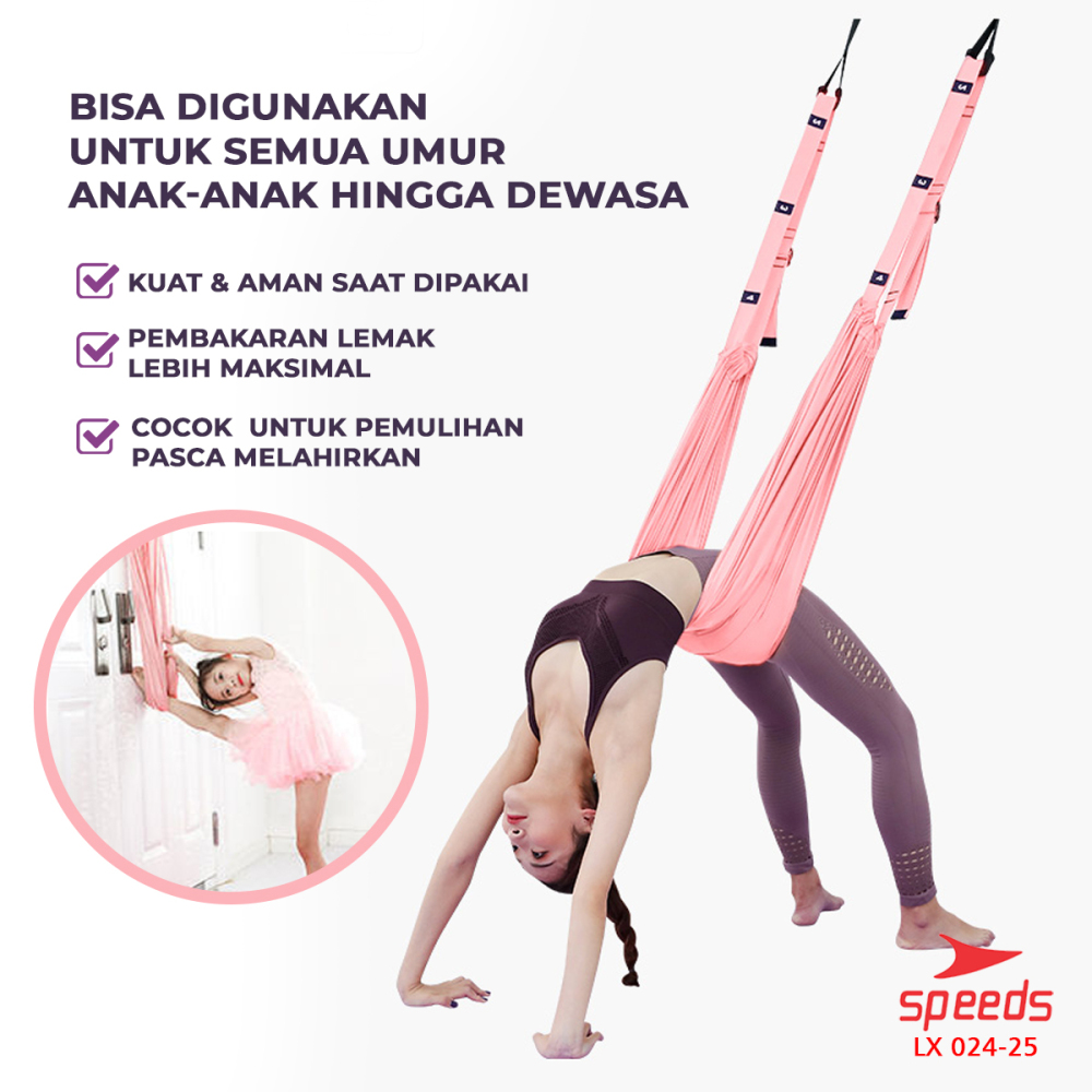 SPEEDS Swing Yoga Set Aerial Yoga Gravity Inversion Pilates Yoga Hammock Swing Pilates Resistance Band Power Band Karet Fitness Balance 024-25