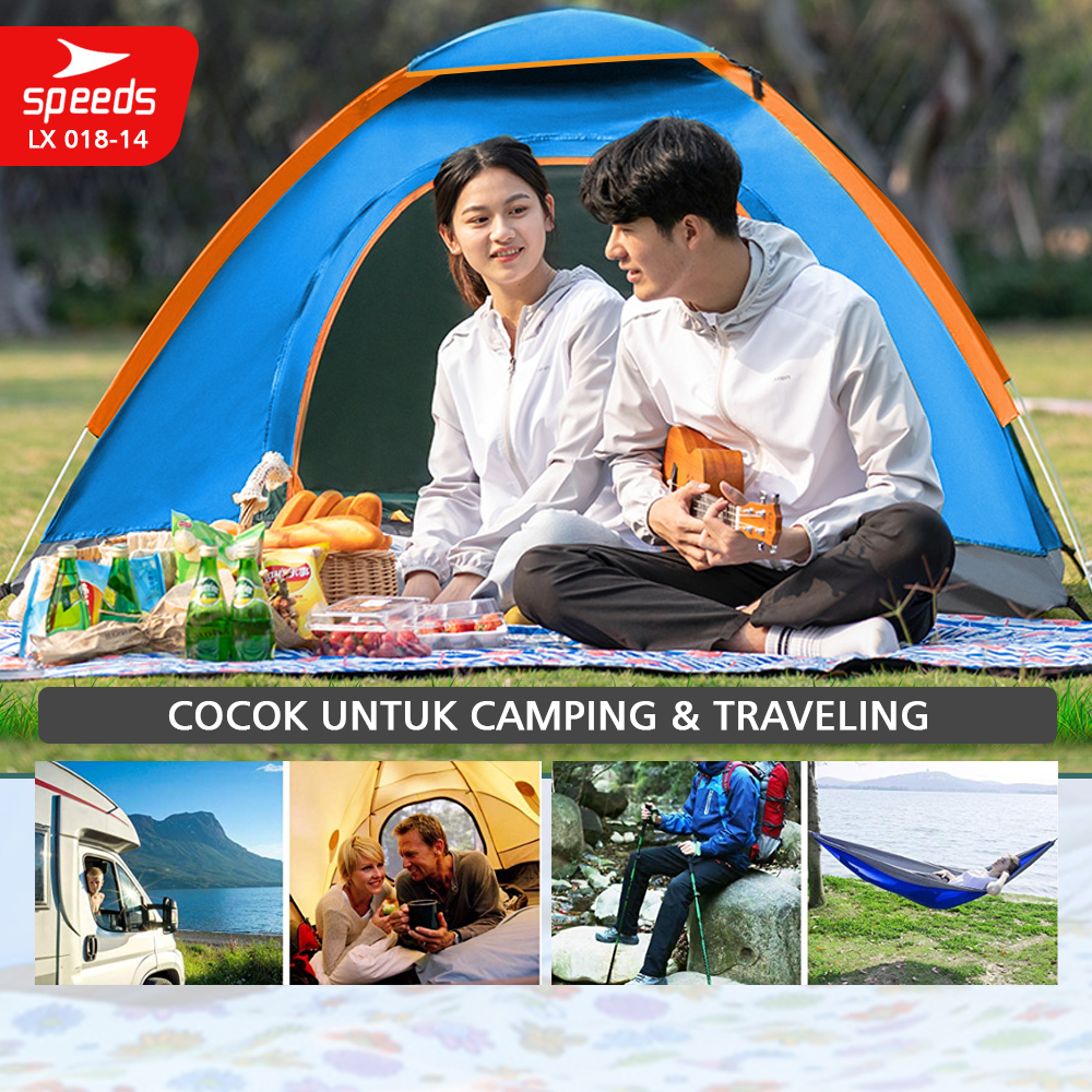 SPEEDS Tenda Camping Kapasitas Luas 3-4 Orang Tenda Gunung Camo Model Dome Loreng Outdoor Indoor New 018-14