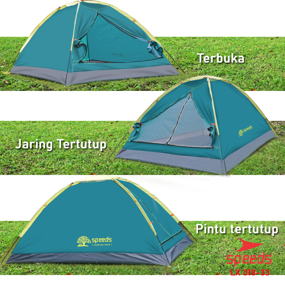SPEEDS Tenda Camping Lipat Manual Tenda Gunung Portable 2-3 Orang Tenda Outdoor 018-33
