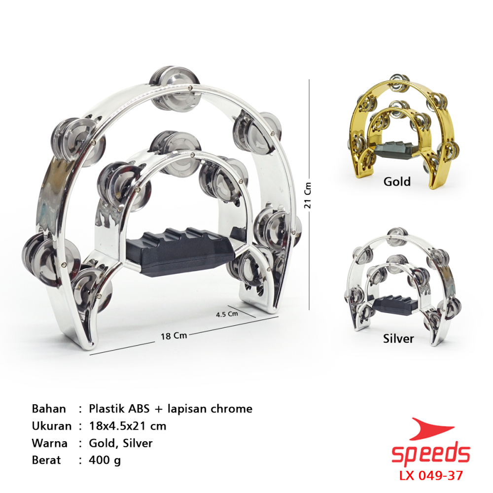 SPEEDS Alat Musik Tamborin Kecrekan Tamborine Gereja Tambourine Instrumen Double Ring 049-37
