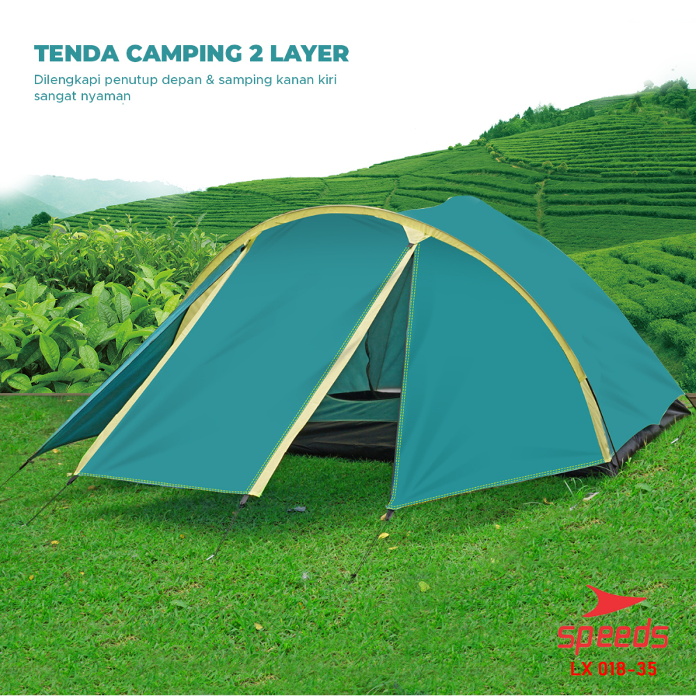 SPEEDS Tenda Camping Lipat Untuk 3-4 Orang Tenda Dome Manual Tenda Gunung Portable Waterproof 018-35