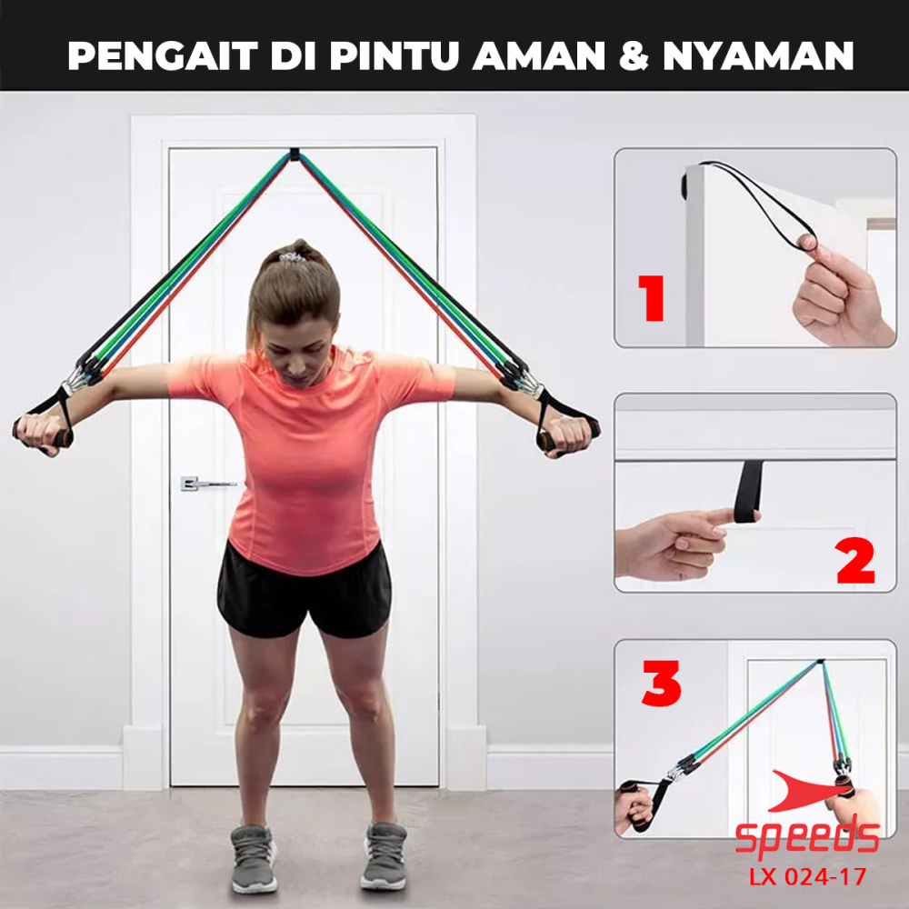 SPEEDS Resistance Bands 11 in 1 Set Tali Pembantu Gym Premium Bands Power 024-17