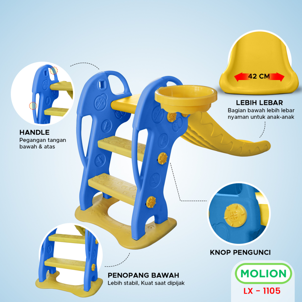 MOLION Mainan SNI Perosotan Anak Mainan Seluncuran Prosotan Kuda Kudaan Playground Slide HDPE Berstandar 001-M1105
