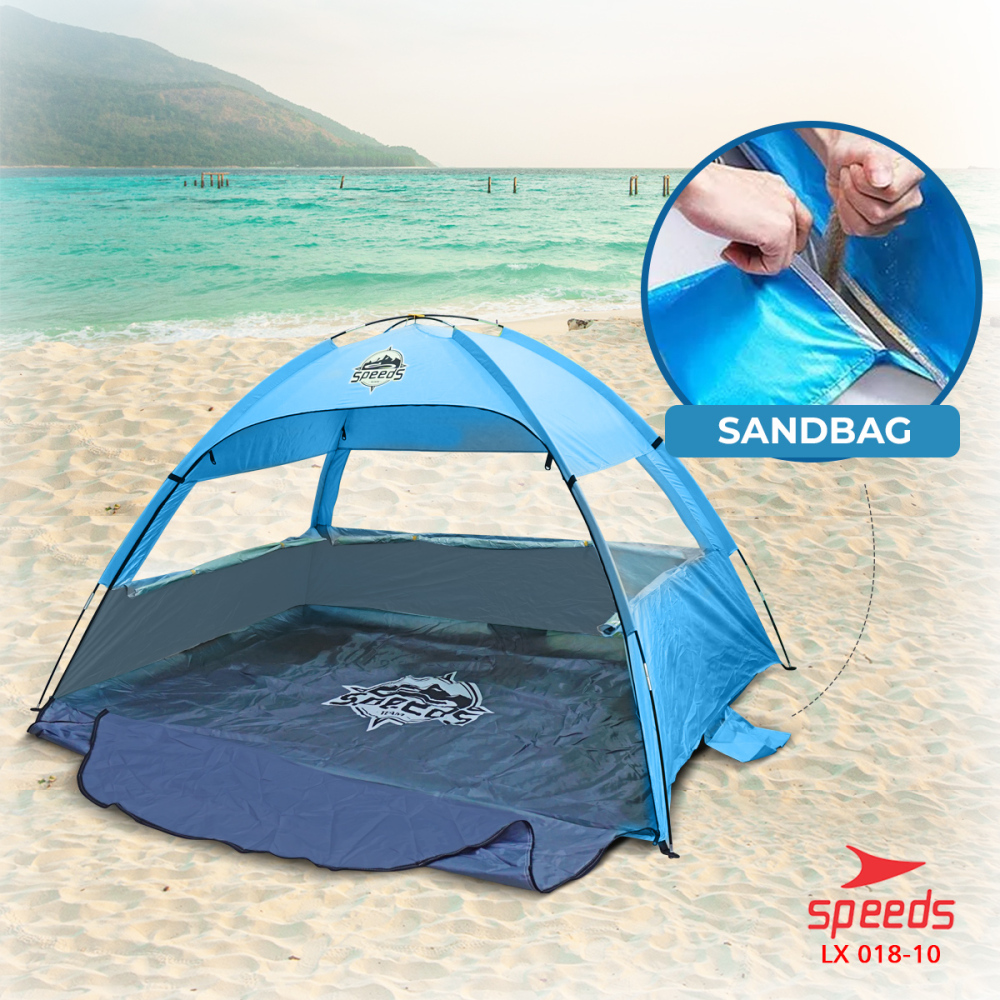 SPEEDS Tenda Camping terbuka otomatis untuk 3-4 orang Tenda PIKNIK / PANTAI / SANTAI 018-10