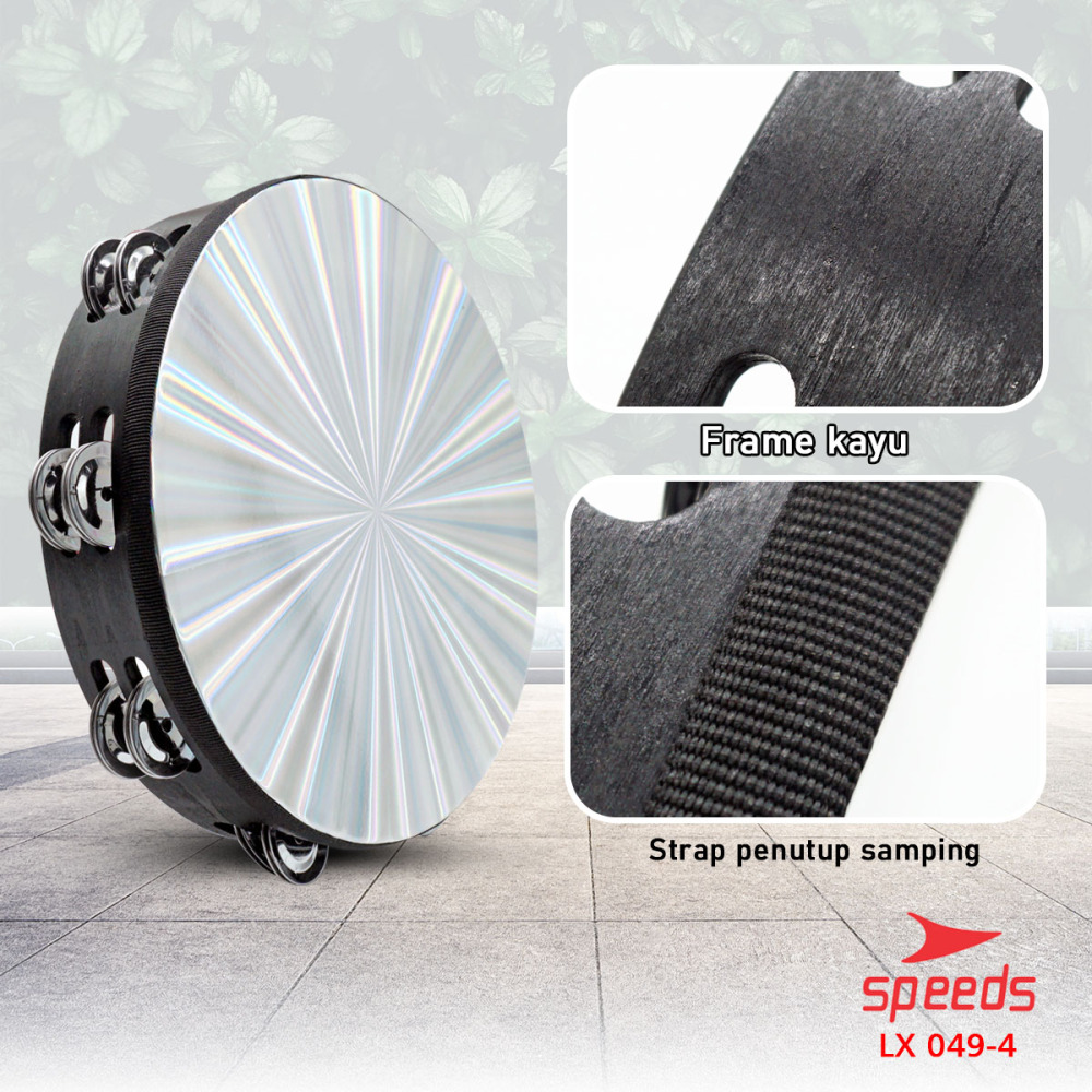 SPEEDS Alat Musik Tamborin Tambourine Hologram Kecrekan Tambourine Tamborine 8 10Inch 049-4