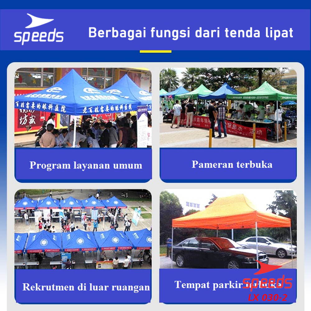 SPEEDS Tenda Lipat (3x3m, 3x4,5m 24kg) Tenda Bazar Pameran Tenda Jualan otomatis 030-2A