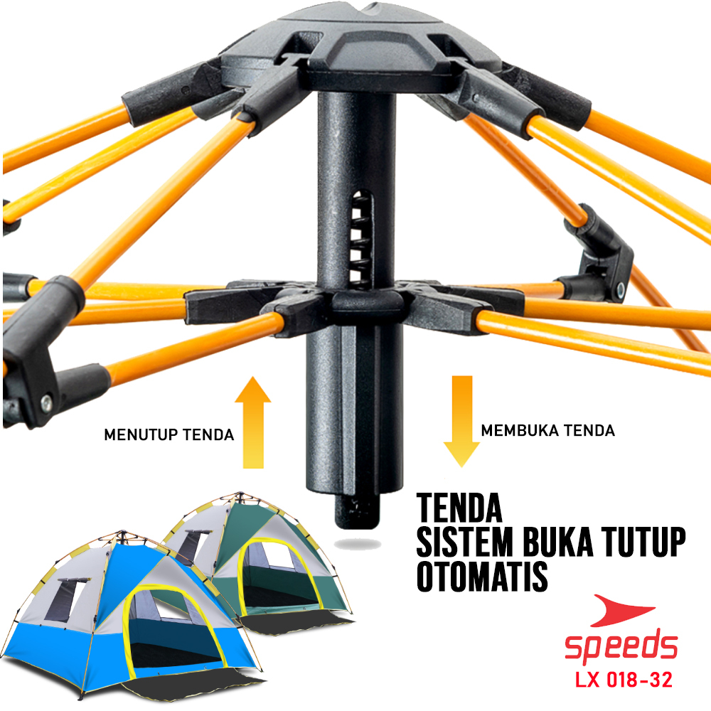 SPEEDS Tenda Camping LIpat Manual Tenda Gunung Portable Waterproof Untuk 3-4 Orang 018-32