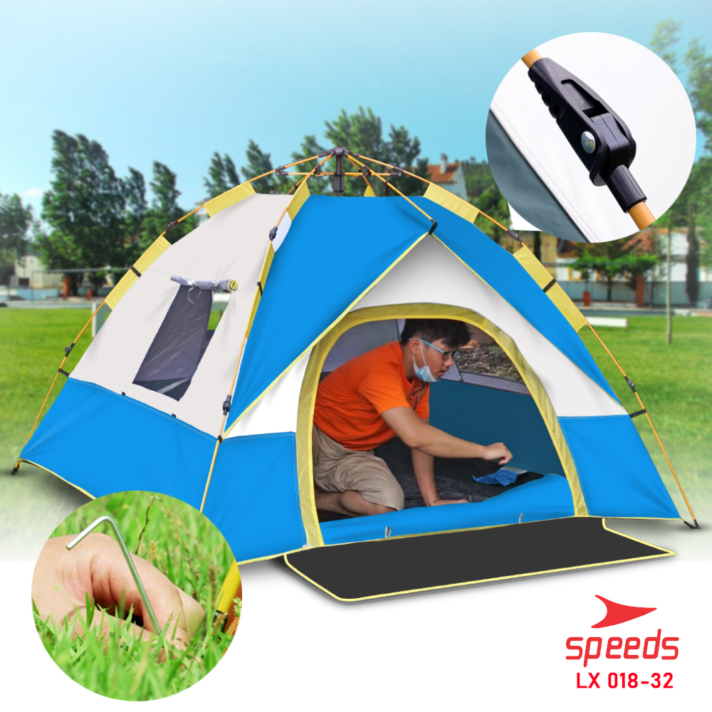 SPEEDS Tenda Camping LIpat Manual Tenda Gunung Portable Waterproof Untuk 3-4 Orang 018-32