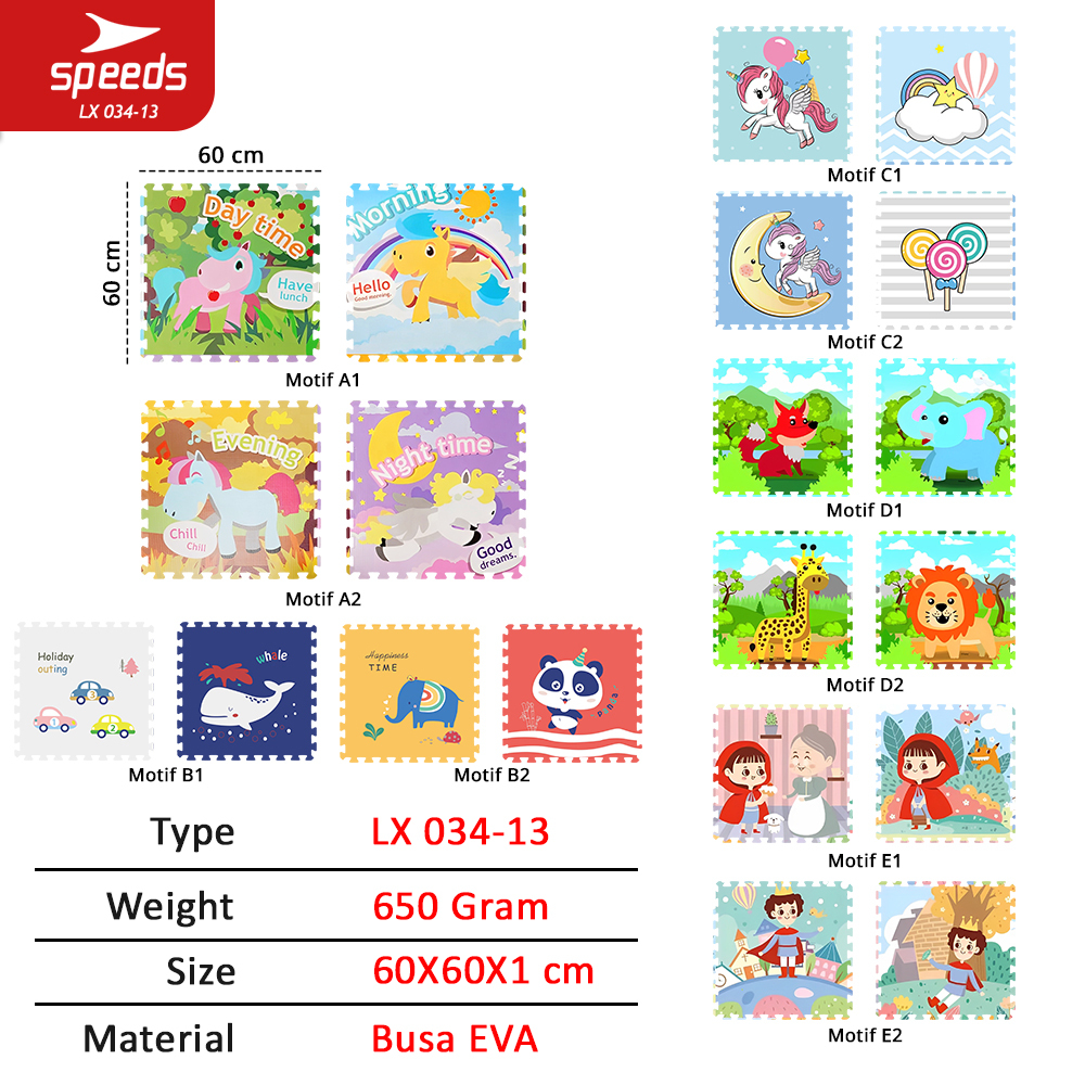 SPEEDS Evamat 30x30cm Matras Puzzle Karpet Puzzle Matras Eva Alas Lantai  Empuk Bermain Anak LX 034-13