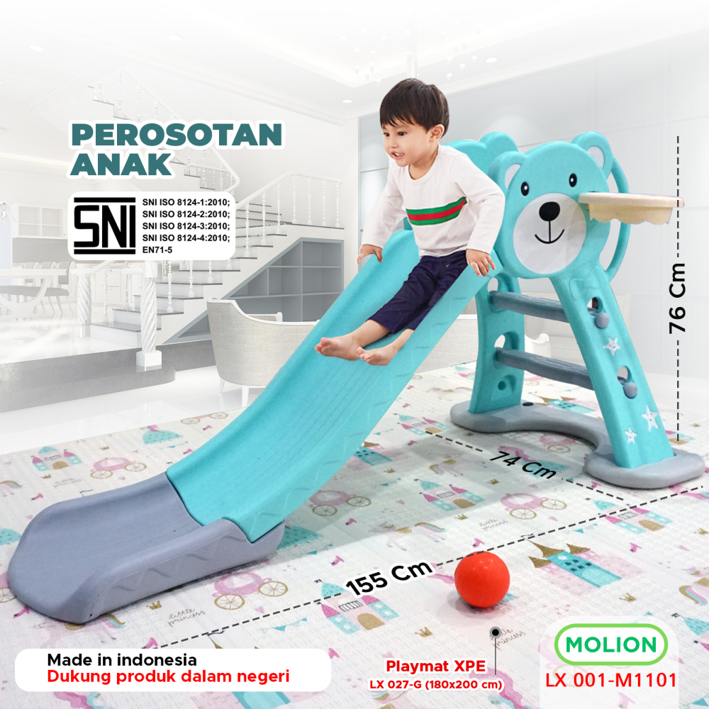 MOLION Mainan SNI Perosotan Anak Papan Seluncur Anak Playground Prosotan BabyFence PlayFence Berstandar 001-M1101
