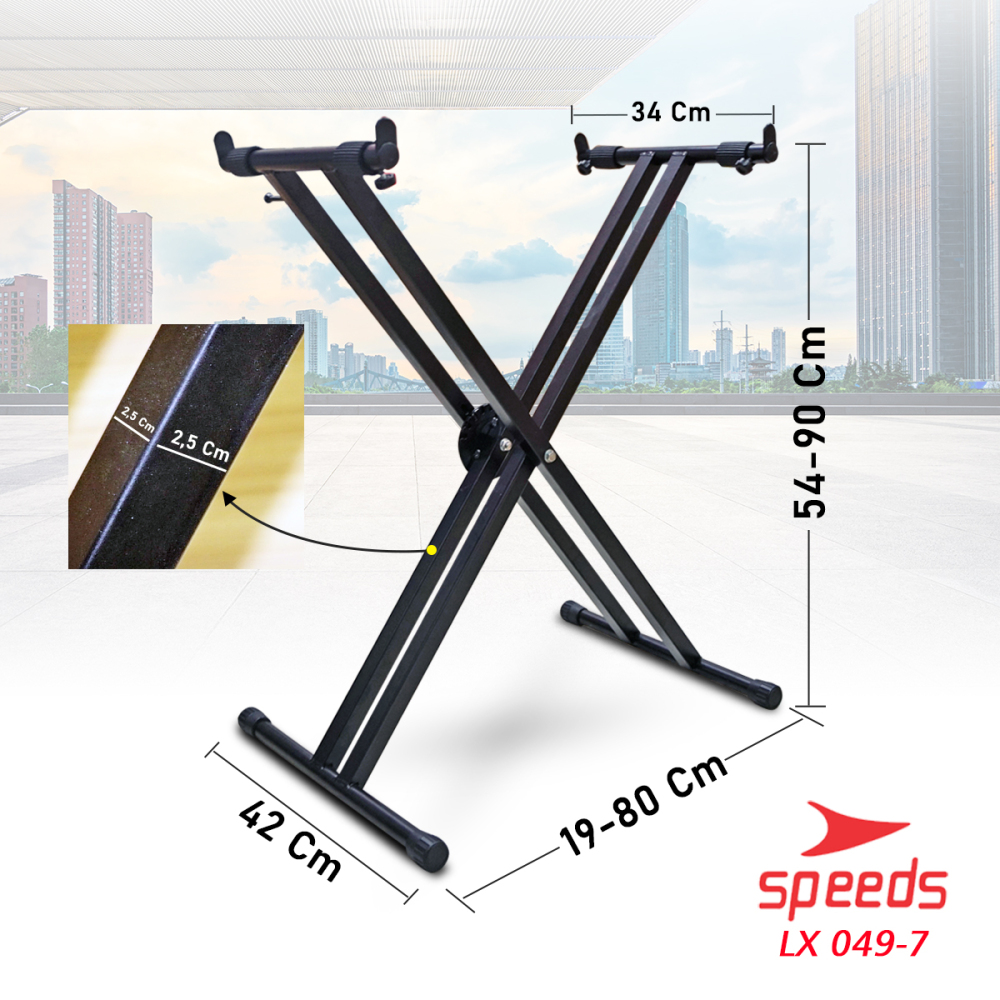 SPEEDS Alat Musik Stand Keyboard Double Kaki Keyboard Untuk Semua Piano Dewasa Lipat Portable 049-7