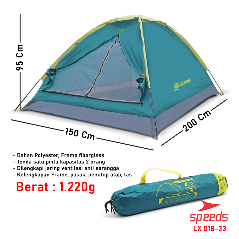 SPEEDS Tenda Camping Lipat Manual Tenda Gunung Portable 2-3 Orang Tenda Outdoor 018-33