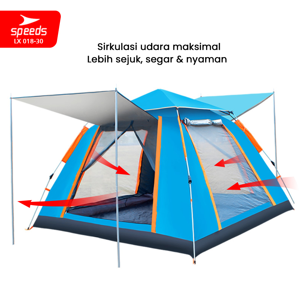 SPEEDS Tenda Camping Lipat Untuk 4-5 Orang Tenda Dome Manual Tenda Gunung Portable Waterproof 018-30