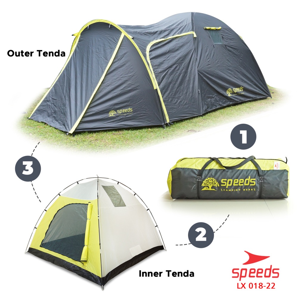 SPEEDS-Tenda Camping Dome Kapasitas 6 Orang Tenda Kemah Gunung Camping Tent Outdoor-Indoor 2 Layer 018-22