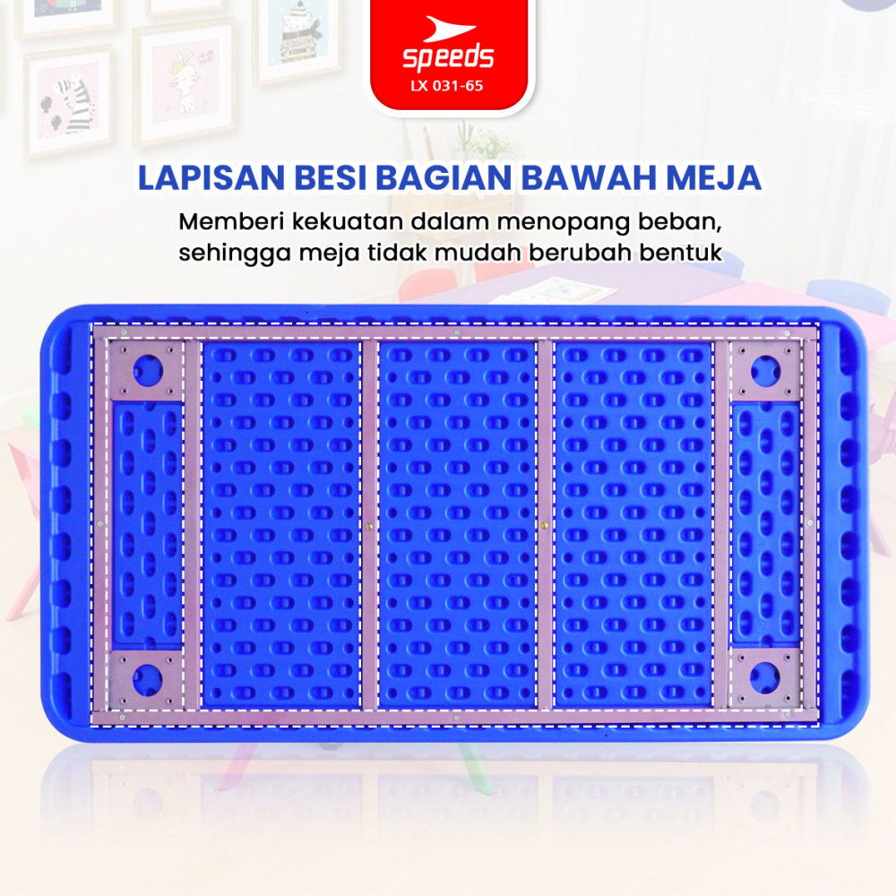 SPEEDS Meja Belajar Anak Rectangular Kids Ergonomis Kin Table Meja Persegi Panjang TK Paud Colorful Kids Table Warna Warni 031-65