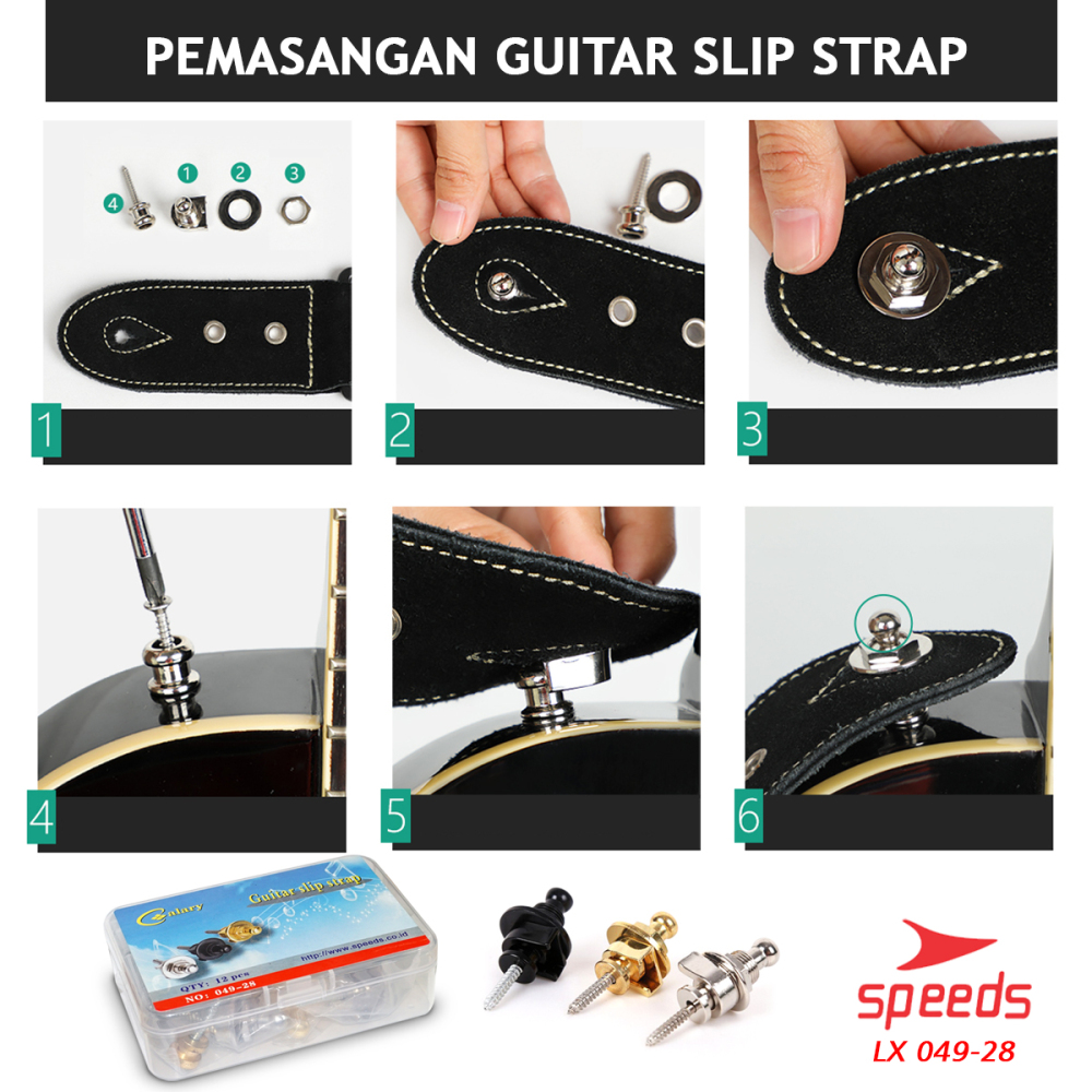 SPEEDS Strap Lock Guitar Pin Strap Guitar Pengunci Strap Gitar Pin Gitar 049-28