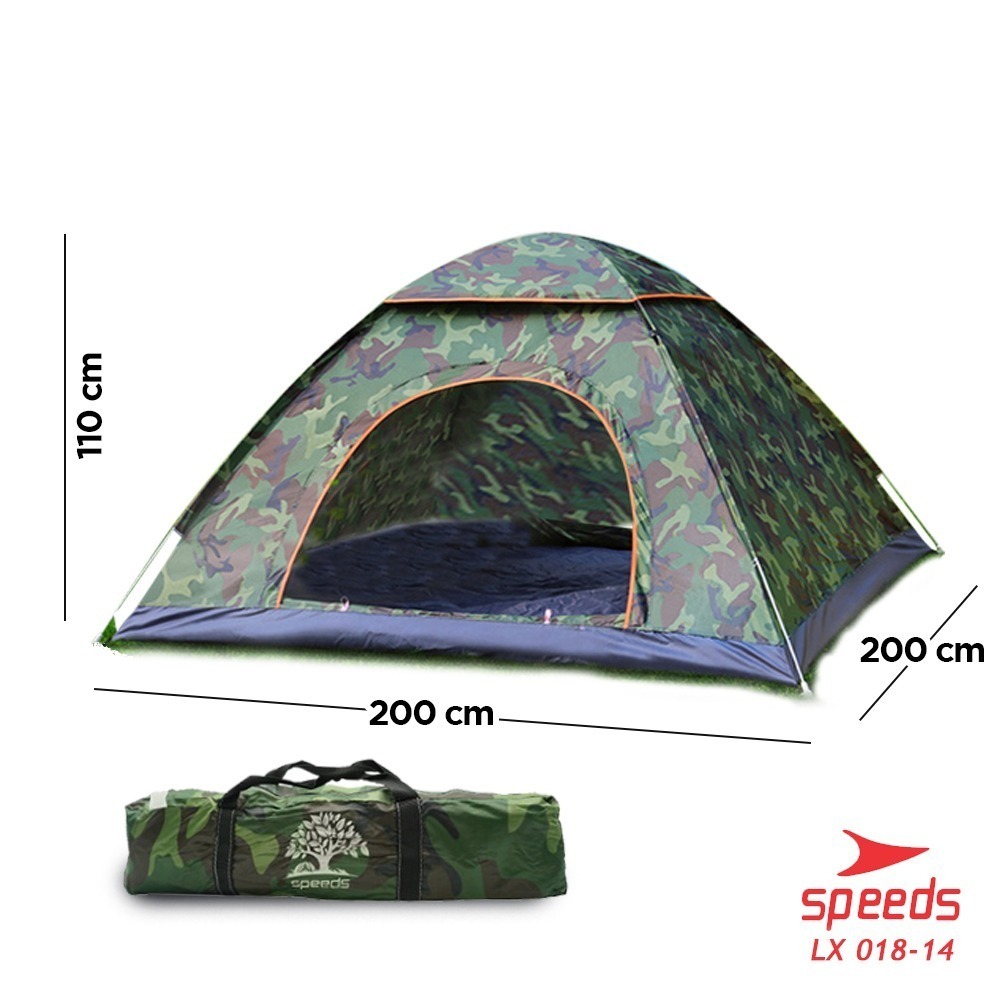 SPEEDS Tenda Camping Kapasitas Luas 3-4 Orang Tenda Gunung Camo Model Dome Loreng Outdoor Indoor New 018-14