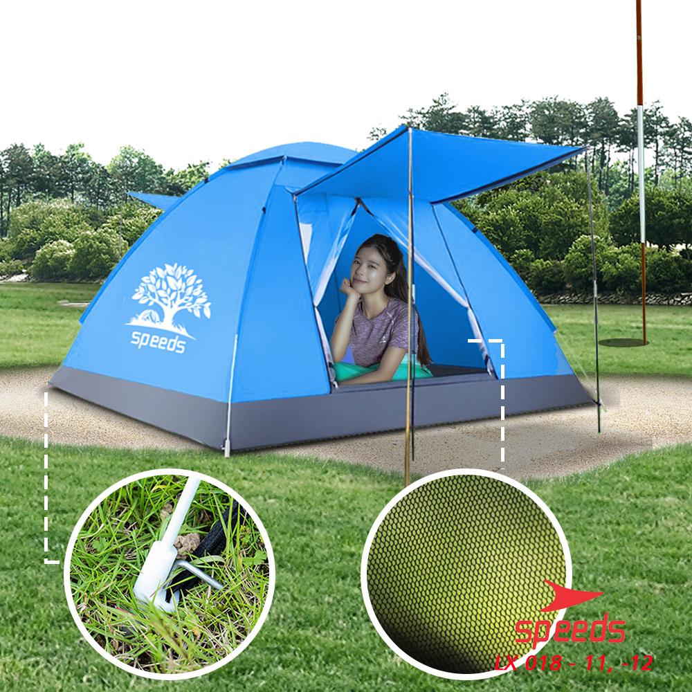 SPEEDS Tenda Camping Family Otomatis Piknik 2-3  Orang Dengan Alas Tenda Anti Air LX 018-11