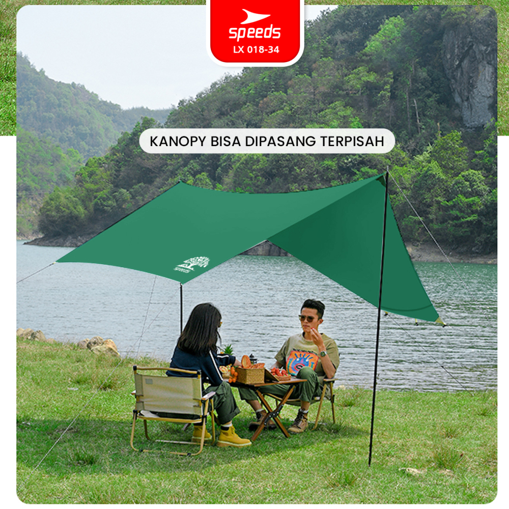 SPEEDS Tenda Camping 3in1 Kanopi TeduhAnti Panas Tent Kemah Mendaki 3-4 Orang Portabel Outdoor 018-34