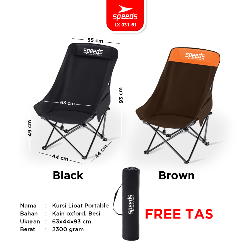 SPEEDS Kursi Lipat Portable Camping Hiking Outdoor Moon Chair Bahan Kain Oxford 031-61
