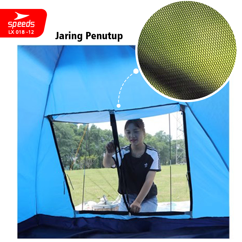 SPEEDS Tenda Camping Family Otomatis Piknik 2-3  Orang Dengan Alas Anti Air 018-12