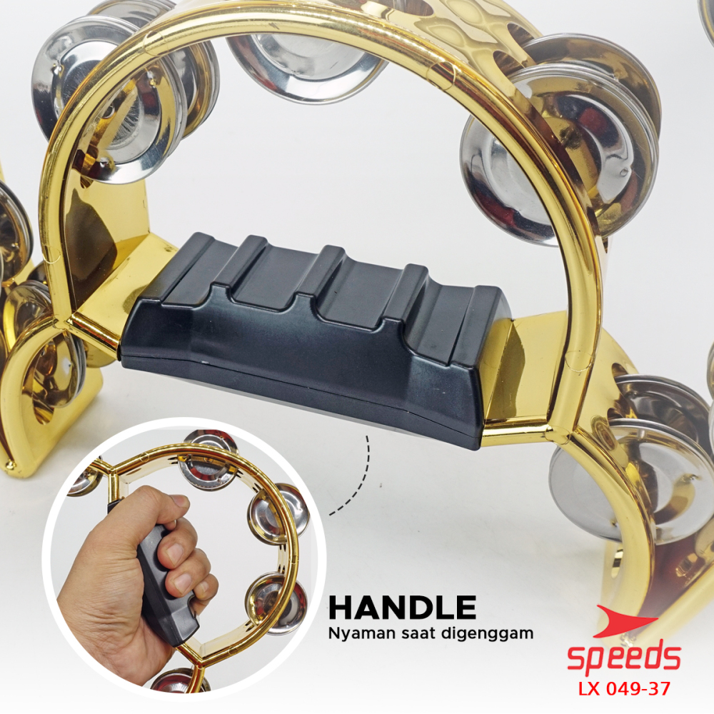 SPEEDS Alat Musik Tamborin Kecrekan Tamborine Gereja Tambourine Instrumen Double Ring 049-37