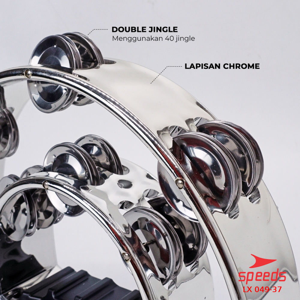 SPEEDS Alat Musik Tamborin Kecrekan Tamborine Gereja Tambourine Instrumen Double Ring 049-37