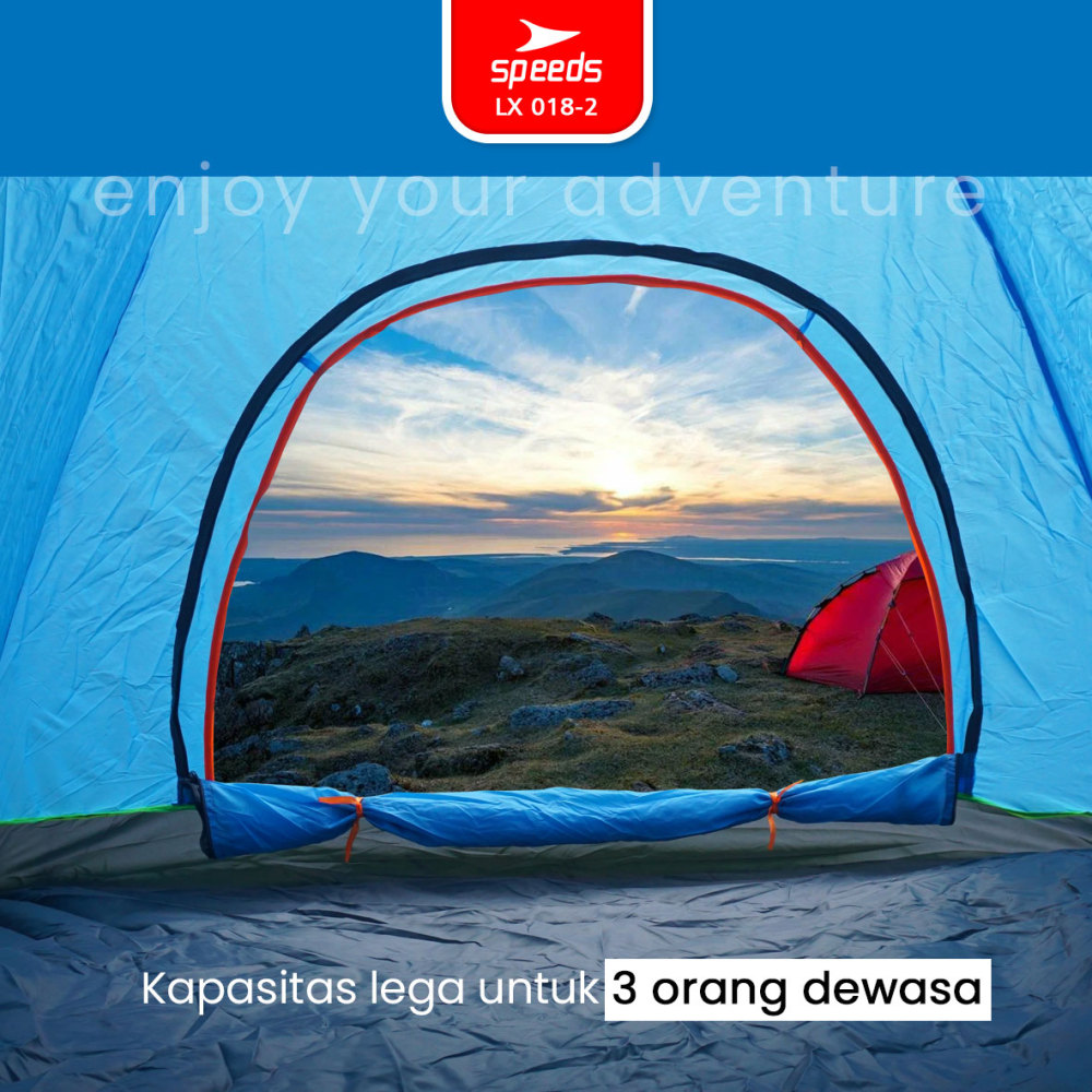 SPEEDS Tenda Camping Biru Kapasitas 4 Orang Tenda Otomatis Outdoor & Indoor Tenda Gunung 018-2