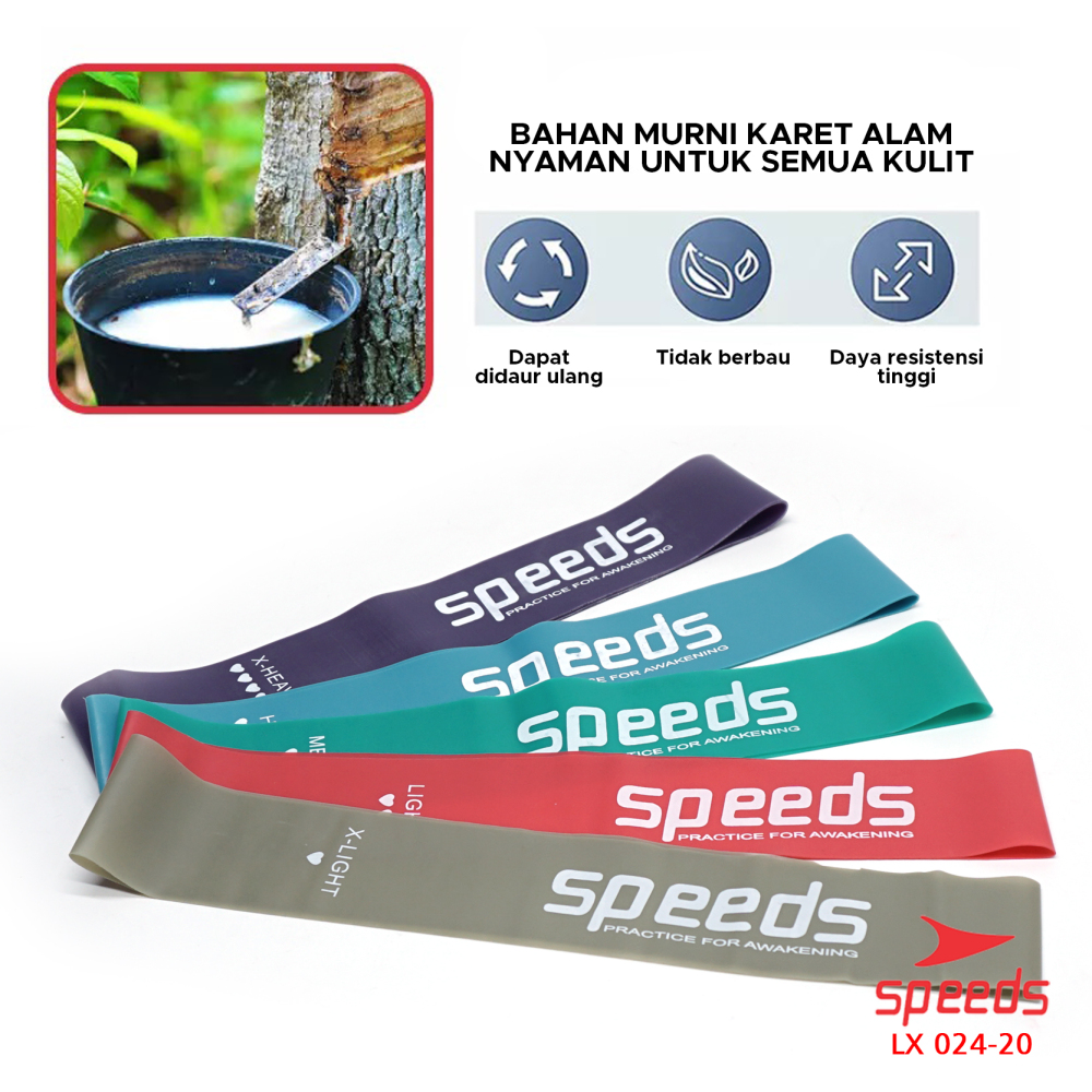 SPEEDS Sport Resistance Loop Bands 1 Set isi 5pcs Karet Elastis Yoga Fitness Olahraga 024-20