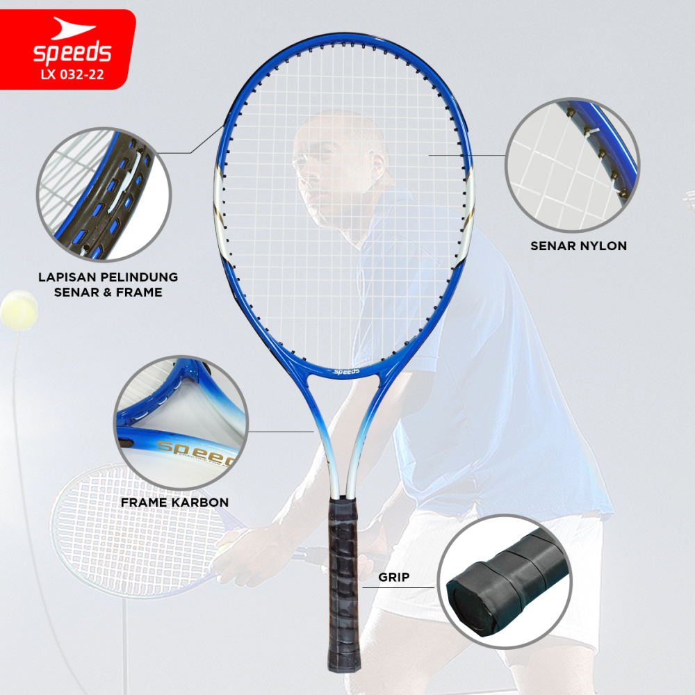 SPEEDS Raket Tennis Set Bola Raket Tenis Latihan Tenis Tennis Trainner Training Toll Exercise 27inch Olahraga Tennis Trainer 032-22
