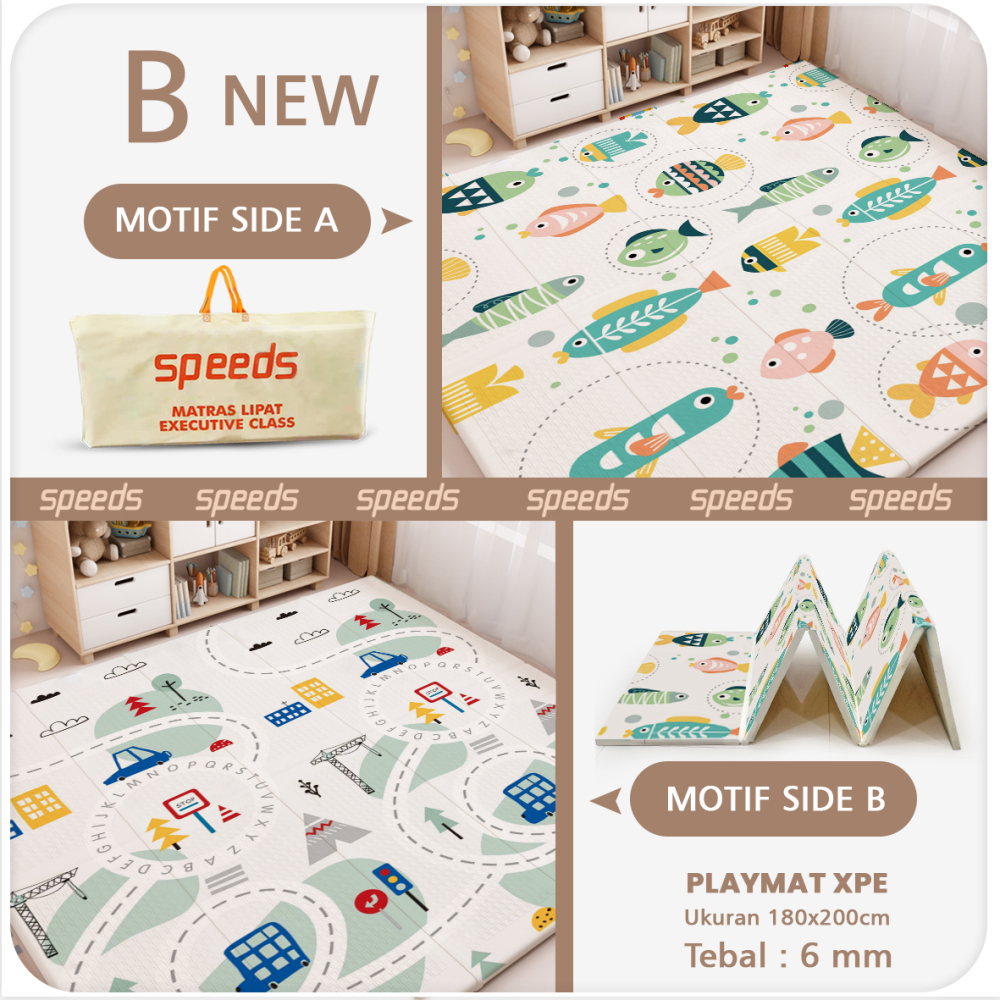 SPEEDS Playmat XPE Bayi 180x200x0.6cm Karpet Lipat Empuk 027-13