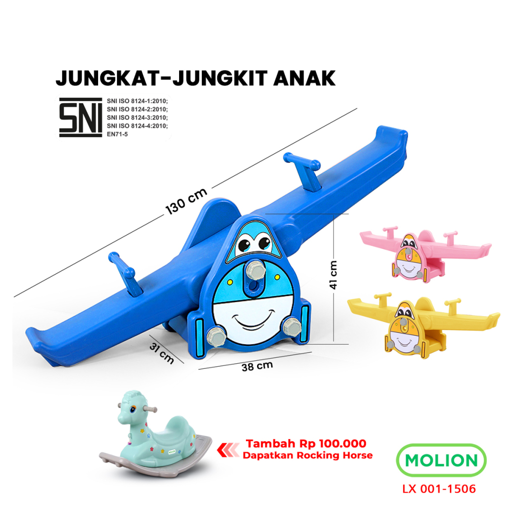 Mainan SNI Jungkat Jungkit Kuda Kudaan Mainan Anak Jungkat Jungkit Rocking Horse Bahan HDPE Jungkat-Jungkit Playground Berstandar 001-M1506