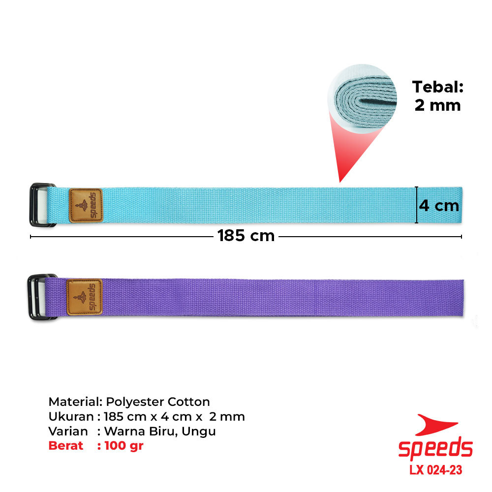 SPEEDS Yoga Strap Yoga Belt Tali Yoga Ring Yoga 185cm Stretching Strap Power Band Resistance Band Anti Slip Karet Fitness Pilates Ringan 024-23