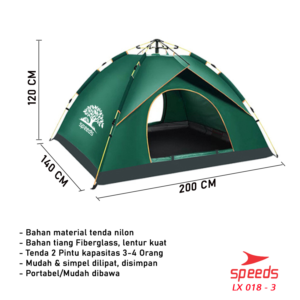 SPEEDS Tenda Camping Tenda Kemah Speeds 2 Orang Lipat Portable Tipe Pyramid Import Original 018-3