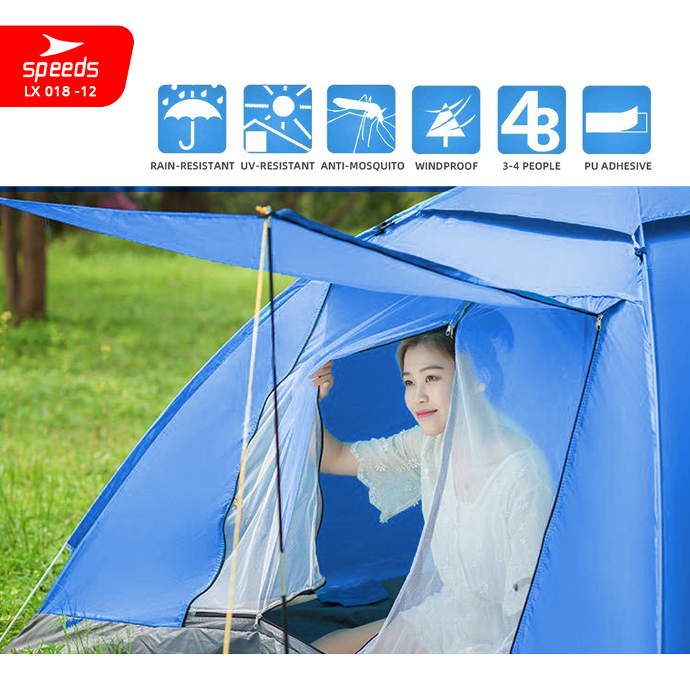 SPEEDS Tenda Camping Family Otomatis Piknik 2-3  Orang Dengan Alas Anti Air 018-12