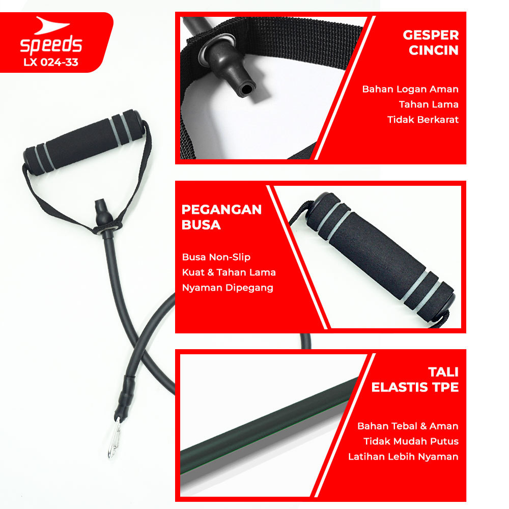 SPEEDS Tali Resistance Elastis Tali Stretching Fitness Resistance Tube Olahraga Gym 024-33